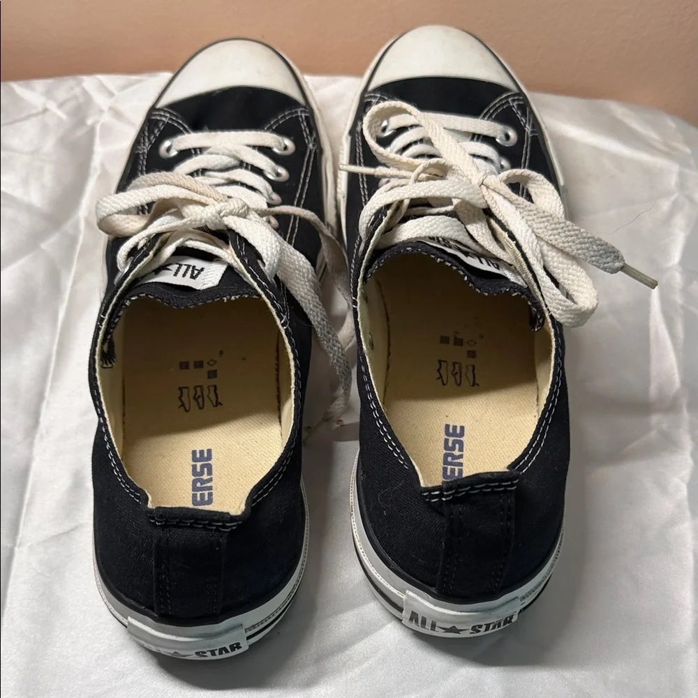 Converse Low Top Sneakers in Black with White Accents - Picture 2 of 5